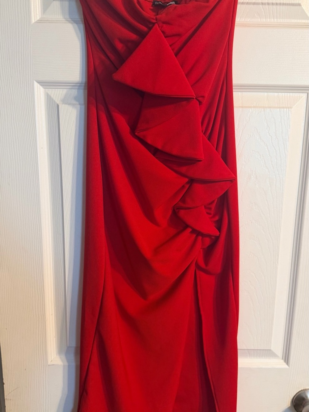 Red Ruffle Ruched Midi Skirt - Women's - Picture 2 of 3